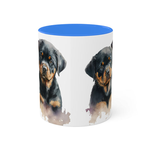 Rottweiler Pupies - Color Accent Mugs, 11oz